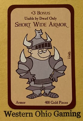 Munchkin +3 Bonus Short Wide Armor Card USED Steve Jackson Games