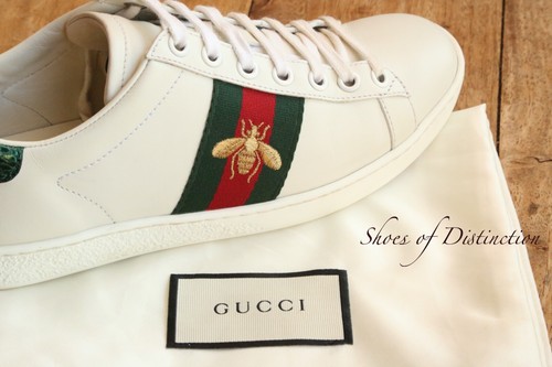 Gucci Ace Bee White Leather Snake Skin Shoes Trainers Sneakers Ladies UK 2 US 5