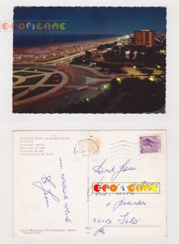 Cartolina - RIMINI LUNGOMARE NOTTURNO - 1968 - Viaggiata - E2 - Foto 1 di 1