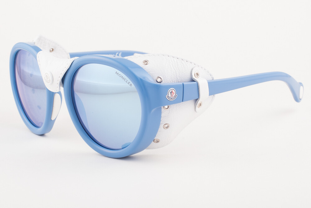 Moncler ML0046 84C Blue White Leather / Blue Mirror