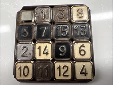 VINTAGE VTG Sliding Number Toy Puzzle Metal 1930's