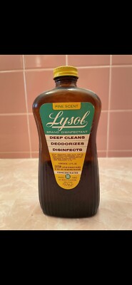Vintage Lysol 12oz Brown Glass Bottle Original Pine Scent Concentrate Half Full