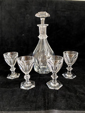 Baccarat Harcourt Crystal Glass Decanter and 4 Port Crystal Glasses 1841