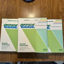 Office Edge Computer Paper Continuous Sheets Assorted Pastel Colors Lot Of 3