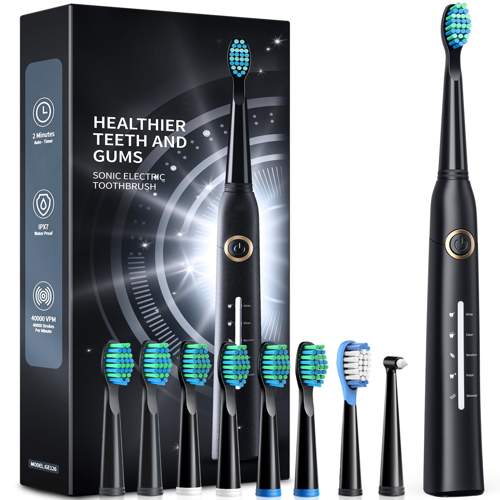 Toothbrushes for Adults and , 8 Brush Heads Toothbrush with 40000 VPM Deep Cl...