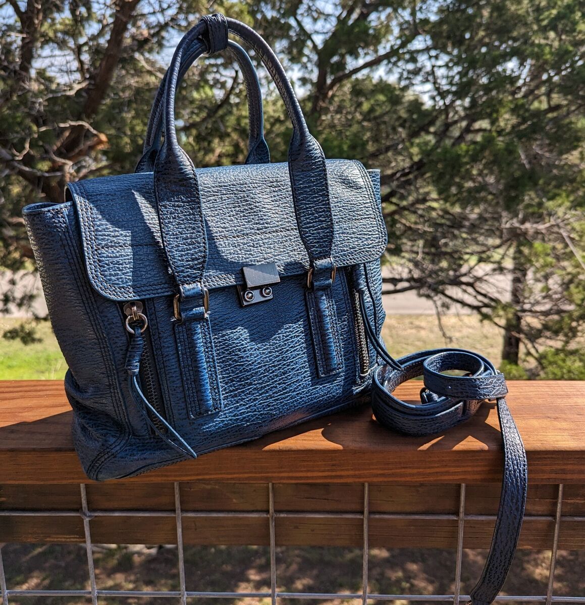 PHILLIP LIM 3.1 Medium Blue Leather PASHLI Satchel Crossbody PHILLIP LIM 3.1 Medium Blue Leather PASHLI Satchel Crossbody