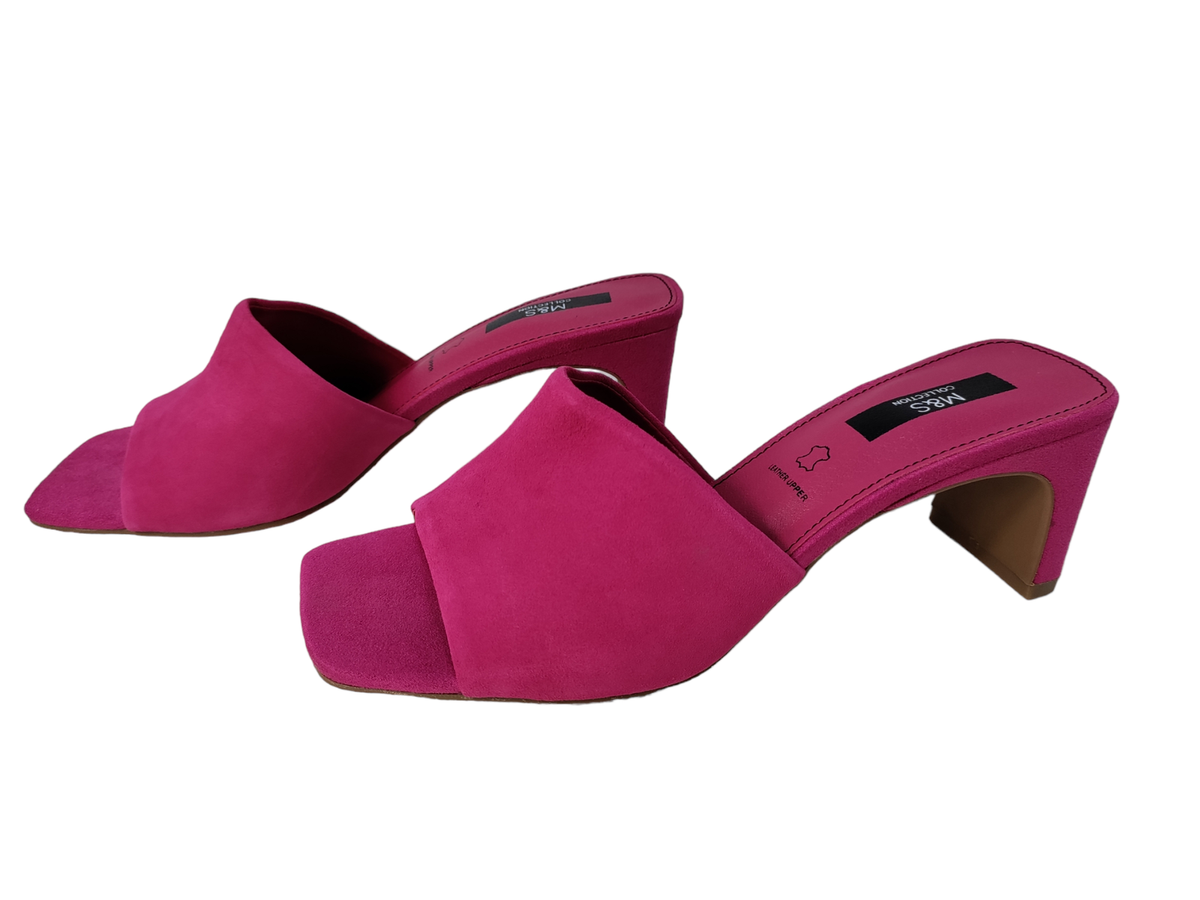 NEW WOMENS M&S COLLECTION INSOLIA UK PINK LEATHER MULES