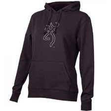 Browning Ladies Black Bling Hoodie, Rhinestone Buckmark Logo Hooded Sweatshirt