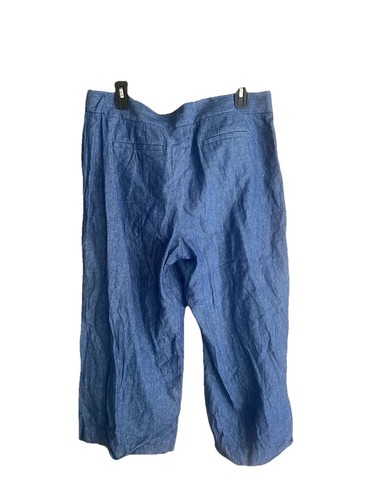 Talbots Blue Straight Wide Leg Pants 12 Womens High Rise Cotton Linen Preppy - Bild 2 von 9