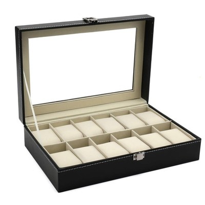Estuche Para Doce Relojes Với Tapa De Vidrio Y Almohadillas De Lujo Pro