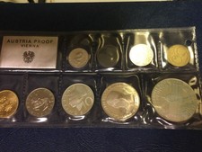 1972 Austria 9 coin mint set with 3 silver coins - 50, 25 and 10 schilling