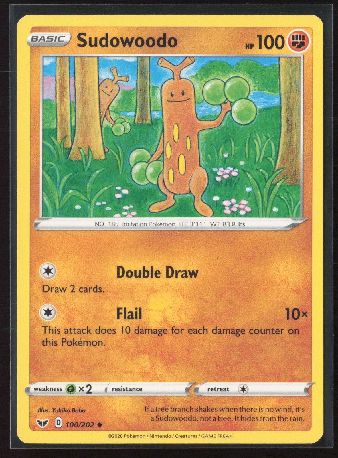 Sudowoodo Uncommon SWSH01: Sword & Shield Base Set 100/202 NM Pokemon Card