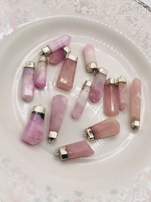 15 Piece Natural Pink Aragonite Stone Pendants Lot 925 Sterling Silver Jewelry 