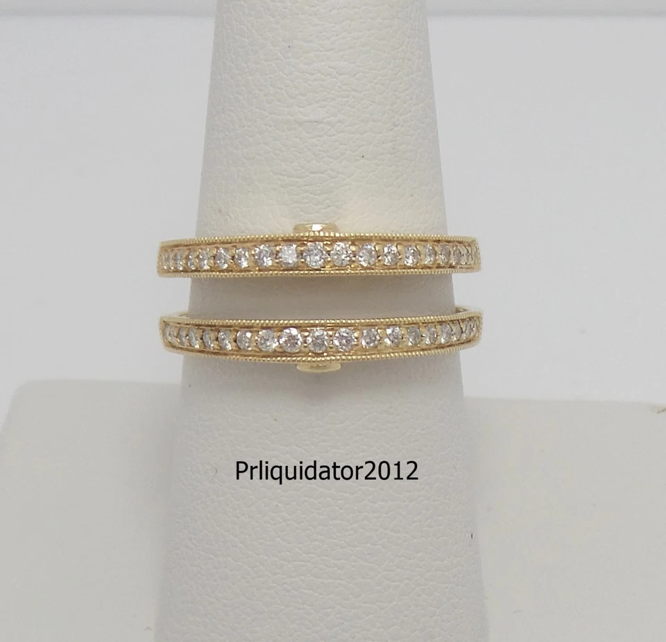 Кольцо-вставка с одним натуральным бриллиантом 1/2 карата желтое золото 14 карат - Изображение 2 из 4