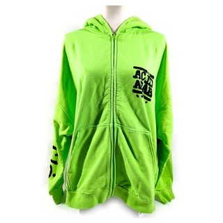 Balenciaga Lime Cotton Zip Up Hoodie with Graphic Print Size L Men's 4538868