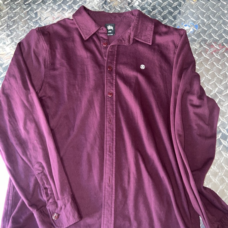 Stussy Button Up Shirt Burgundy Size XL