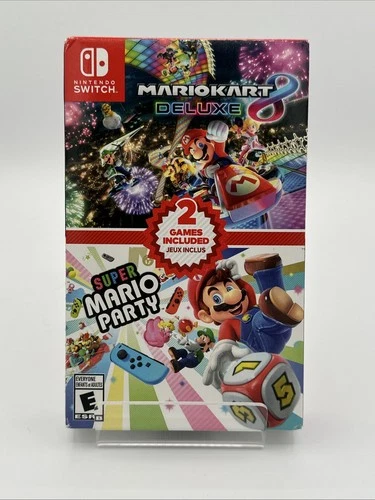 New Sealed Mario Kart 8 Deluxe + Super Mario Party Bundle For Nintendo Switch
