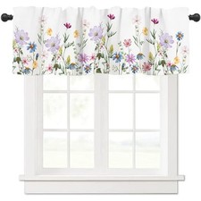 Curtain Valance Spring Watercolor Flower 18"W x 54"L Pack of 1 Wildflowers