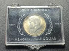 1964 Kennedy Half Dollar 90% Silver Memorial Holder BU Toned US 50C Coin