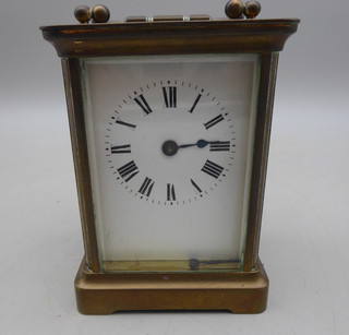 C Vintage Brass Mechanical Carriage Clock & Key Lion Mark