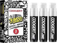 3Pcs Jumbo Poster Markers, 15MM Thick Permanent Acrylic Graffiti Markers, White