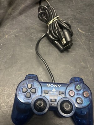 Sony PlayStation 1 PS1 PS2 Transparent Blue Analog Controller SCPH-10010 Wired