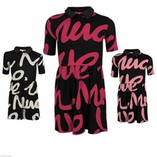 Girls Skater Dress Kids Hand Writing Collared Flared Franki Summer Party Dresses