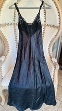 Victoria's Secret Vintage Black Satin Lace Slip Dress Gold Label Y2K 90’s