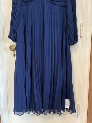 blue pleated dress asos ASOS Design - Twist Detail Wrap Front Pleated Midi Dress - Women - Polyester - 6 US