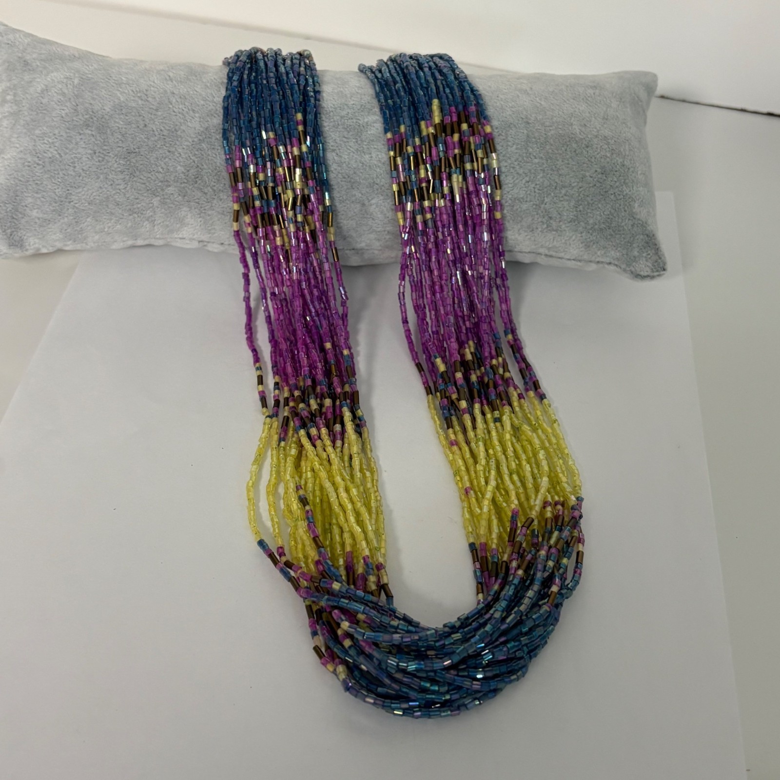 Multistrand Glass Seed Bead Statement Necklace Bo… - image 5