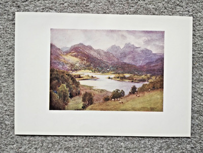 Elterwater and Langdale Pikes, Lake District - Antique Print - 1908