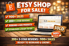 5 Star Etsy Shop for Sale – 200+ Reviews | 900+ Sales | Ready to Rebrand