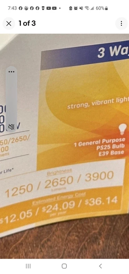 GE 3 Way Soft White 100/200/300 Watt E39 Mogul Base PS25 Light Bulb Volume Price - Image 2 of 4