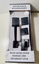 Mega Handles Entrance Handleset Black Lever Deadbolt Lock Set Open Box