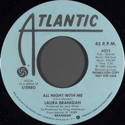 Laura Branigan - All Night With Me - Used Vinyl Record 7 - Promo - G8100z