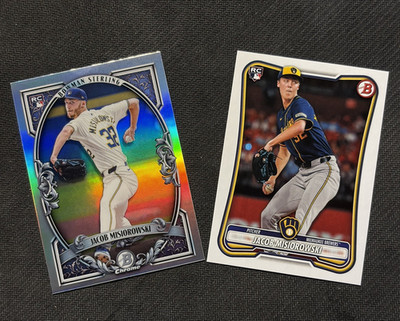 Topps 2025 Jacob Misiorowski Brewers 2-Card Lot Bowman Sterling/Chrome RC