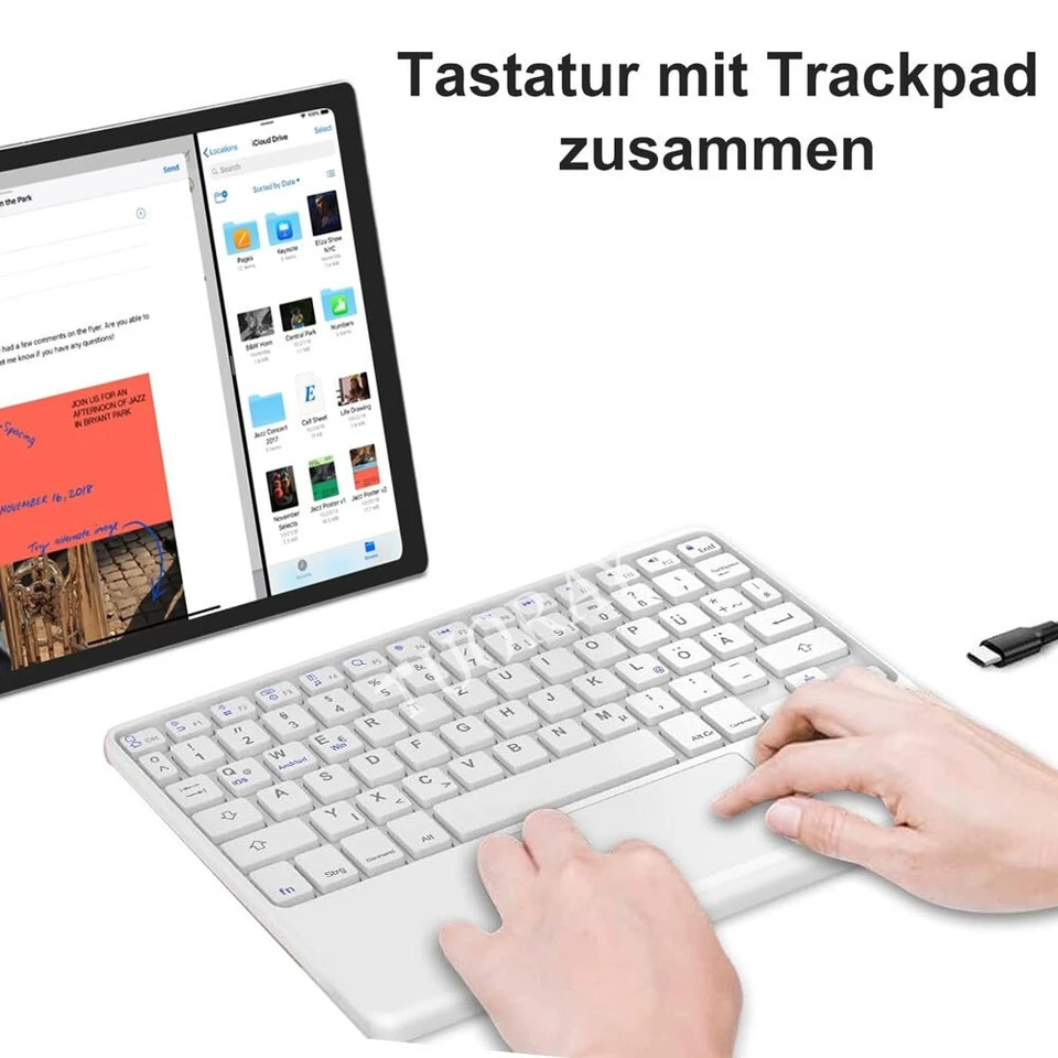 QWERTZ Touchpad Bluetooth Tastatur Maus für iPad iOS Android PC Windows Tablet - Bild 4 von 4