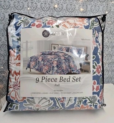 Altavida 9 Piece Full Bed Set Jullia Flowers Comforter Sheets Shams New In Multi