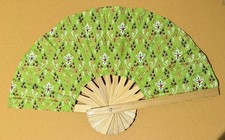 Fan Thai Folding Lime Green Geometric Hand Bamboo Thailand Decor  5
