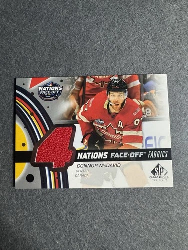 2025 UPPER DECK SP GAME USED CONNOR MCDAVID 4 NATIONS FACE-OFF FABRICS JERSEY