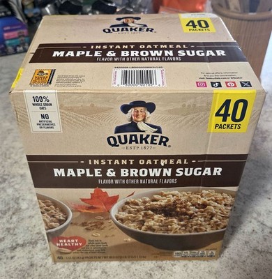 Quaker Instant Oatmeal, Maple Brown Sugar, 40 1.51 oz Packs (3lb 120z) BB Nov 26