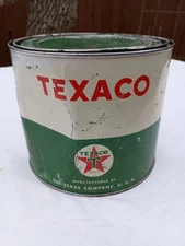 Vintage Texaco 5lb Grease Can, green, white and red, partially full