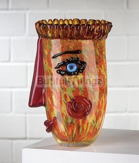 Murano Technique HUGE Art Glass Picasso Tribute Art Glass Vase Alfredo