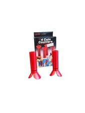 Vintage 1988 Set Of 4 Coin Counters Red Funnel Tubes w/box Sun Hill Made in USA