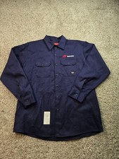 Bulwark FR Work Shirt Mens XL Blue Button Up Long Sleeve Flame Resistant Twill