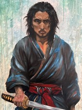 Tableau Samouraï Japon Homme Art Original Guerrier Art Art Japon Wall Art Gra...