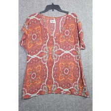 Show Me Your Mumu Red Tunic Short Sleeve Blouse Paisley Medium
