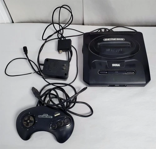 D-362 VINTAGE 1990'S SEGA GENESIS MODEL 2 VIDEO GAME CONSOLE BUNDLE-WORKS!