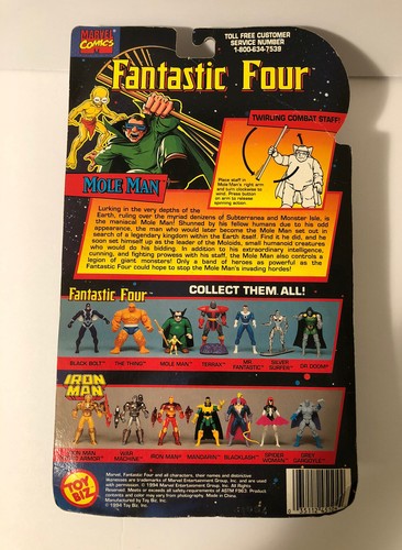 MOLE MAN with Twirling Combat Staff Fantastic 4 Marvel 1994 ToyBiz NIP - Picture 2 of 3