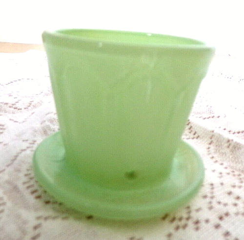 Jadeite Planter & Saucer Depression Glass Miniature Planter 2.5" VTG 1930's FS - Picture 3 of 7